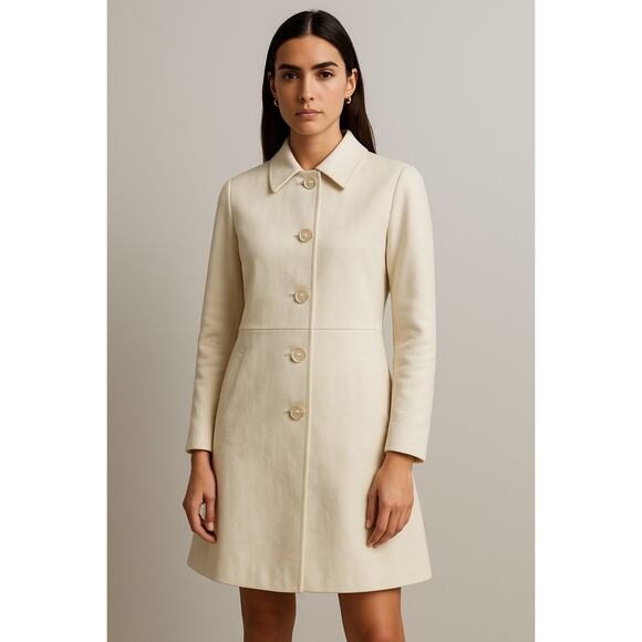 Michael Kors Made in Italy Cream Cotton Coat – Quiet Luxury, Size 2 - Picture 1 of 8